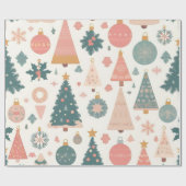 Pastel Kerstboom Ornamenten Vakantie Cadeaupapier (Vlak)