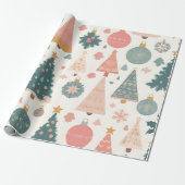 Pastel Kerstboom Ornamenten Vakantie Cadeaupapier (Uitgerold)