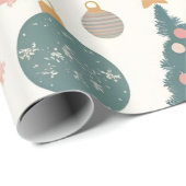 Pastel Kerstboom Ornamenten Vakantie Cadeaupapier (Rol Hoek)