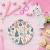 Pastel Kerstboom Ornamenten Vakantie Papieren Bordje (Feest)