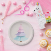 Pastel kerstboom papieren bordje (Feest)