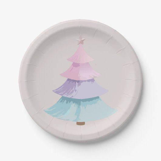 Pastel kerstboom papieren bordje (Voorkant)