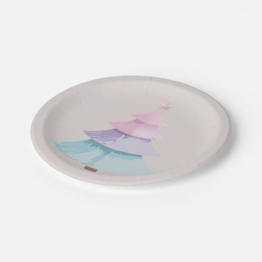 Pastel kerstboom papieren bordje (Gekanteld)