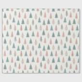 Pastel kerstboom patroon cadeaupapier (Vlak)
