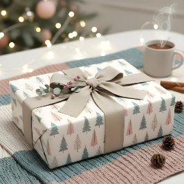 Pastel kerstboom patroon cadeaupapier