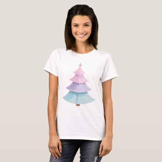 Pastel kerstboom t-shirt (Voorkant volledig)