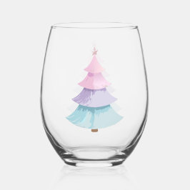 Pastel kerstboom wijnglas zonder voet