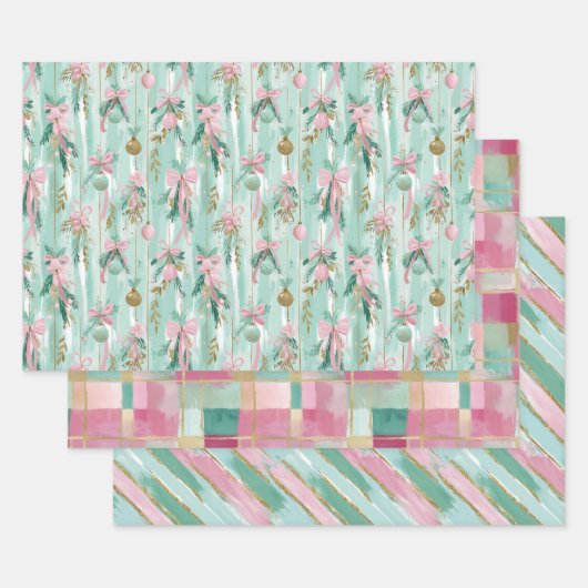 Pastel Kerstcadeauverpakkings set Inpakpapier Vel (Set)