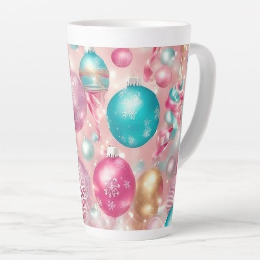 Pastel Kerstdecoraties Latte Mok (Rechterhoek)