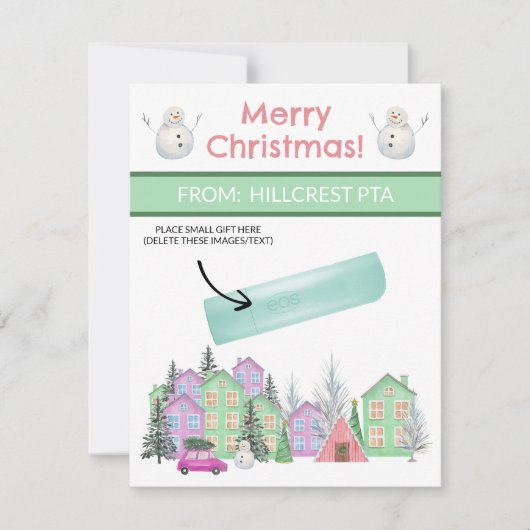 Pastel Kerstdorp, Gepersonaliseerde Gifting Kaart (Voorkant)