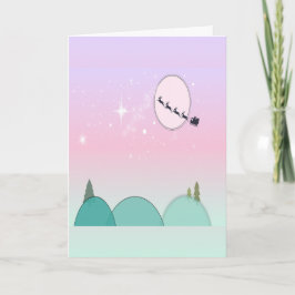 Pastel Kerstgroet bij maanlicht Feestdagen Kaart
