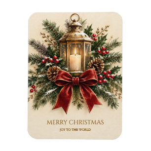 Pastel Kerstgroet, Knus Kaars, Lint Magneet