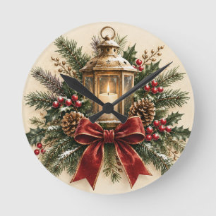 Pastel Kerstgroet, Knus Kaars, Lint Ronde Klok