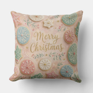 Pastel Kerstkoekjes Prettig Kerstfeest Sneeuwvlok Kussen