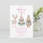 Pastel Kerstman en Rendier Kerstmis Kaart (Staand voorkant)