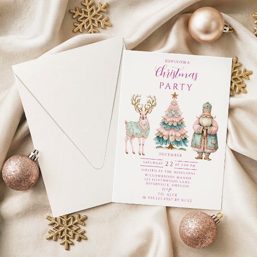 Pastel Kerstman en Rendier Kerstmis Kaart
