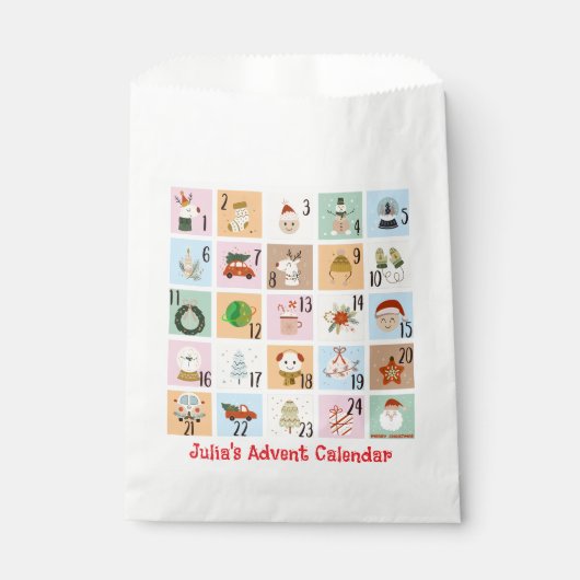 Pastel Kerstmis Countdown Advent Kalender 24 Gift Bedankzakje (Voorkant)