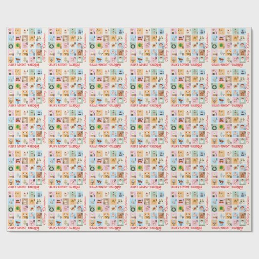 Pastel Kerstmis Countdown Advent Kalender 24 Gift Cadeaupapier (Vlak)