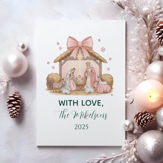 Pastel Kerstmis Kerstscène Feestdagenkaart