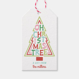 Pastel Kerstmis | Oh kerstboom Cadeaulabel