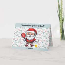 Pastel Kerstmis pickleball Santa Feestdagen Kaart