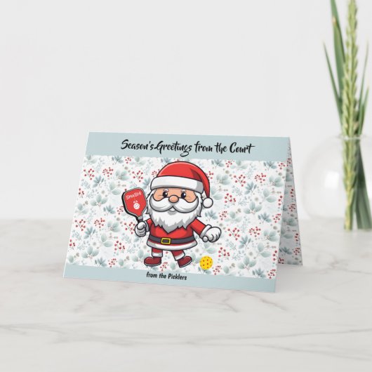 Pastel Kerstmis pickleball Santa Feestdagen Kaart (Voorkant)