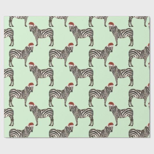 Pastel Kerstmis Safari Dieren Mint Zebra Cadeaupapier (Vlak)