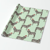 Pastel Kerstmis Safari Dieren Mint Zebra Cadeaupapier (Uitgerold)