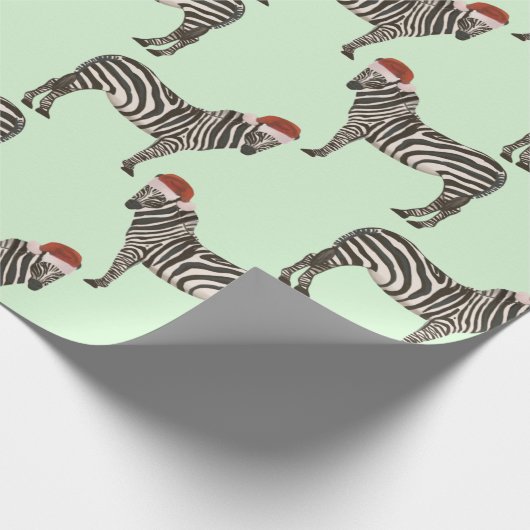 Pastel Kerstmis Safari Dieren Mint Zebra Cadeaupapier (Hoek)