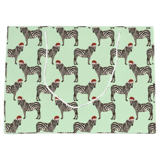 Pastel Kerstmis Safari Dieren Mint Zebra Groot Cadeauzakje (Voorkant)