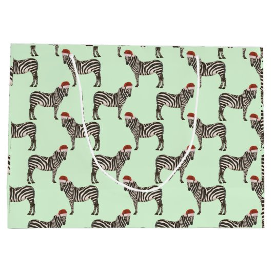 Pastel Kerstmis Safari Dieren Mint Zebra Groot Cadeauzakje (Achterkant)