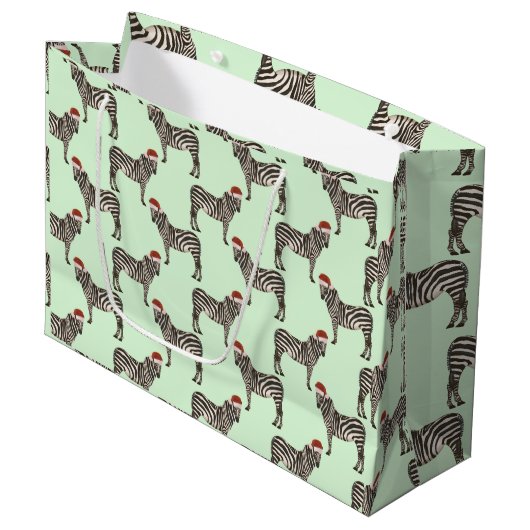 Pastel Kerstmis Safari Dieren Mint Zebra Groot Cadeauzakje (Voorkant Gekanteld)