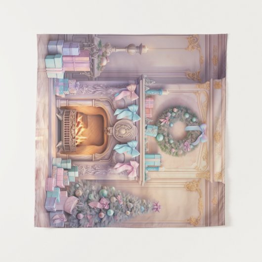 Pastel Kerstmis Tapestry Wandkleed (Voorkant (horizontaal))