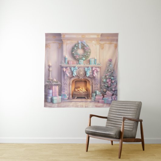 Pastel Kerstmis Tapestry Wandkleed (In situ)