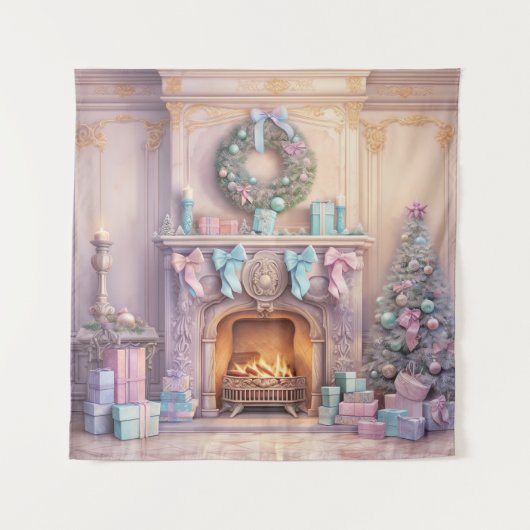 Pastel Kerstmis Tapestry Wandkleed (Voorkant)