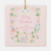 Pastel Kerststal Foto Keramisch Ornament (Achterkant)