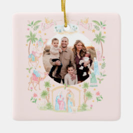 Pastel Kerststal Foto Keramisch Ornament