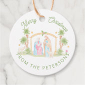 Pastel Kerststal Kerstmis Bedankjes Labels (Voorkant)