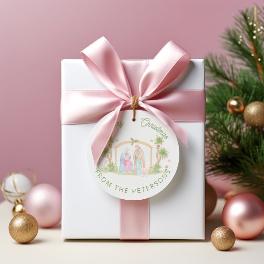 Pastel Kerststal Kerstmis Bedankjes Labels
