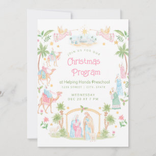 Pastel Kerststal Kerstprogramma Peuterspeelzaal Kaart