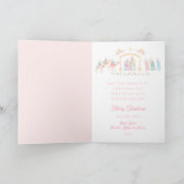 Pastel Kerststal Opgevouwen Foto Kaart (Binnen)