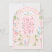 Pastel Kerststal Opgevouwen Kerstkaart Kaart (Voorkant)
