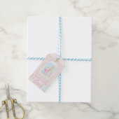 Pastel Kerststal | Scènes Gestreept Cadeaulabel (Met Touw)