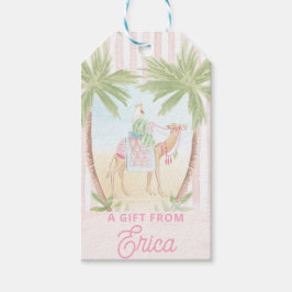 Pastel Kerststal | Scènes Gestreept Cadeaulabel