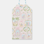 Pastel Kerststal | Scènes Gestreept Cadeaulabel (Achterkant)