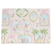 Pastel Kerststal Scenes Gestreept Groot Cadeauzakje (Voorkant)