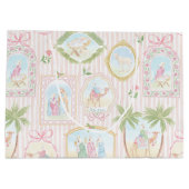Pastel Kerststal Scenes Gestreept Groot Cadeauzakje (Achterkant)