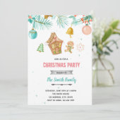 Pastel Kerstthema uitnodiging (Staand voorkant)