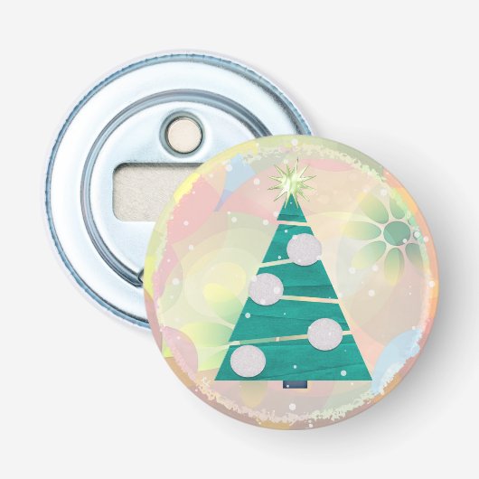 Pastel Kerstvakantie Button Flesopener (Voorkant)
