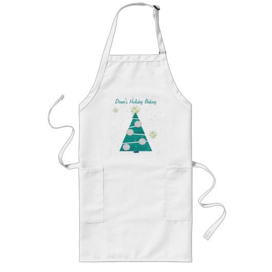 Pastel Kerstvakantie GEPERSONALISEERD Lang Schort (Voorkant)